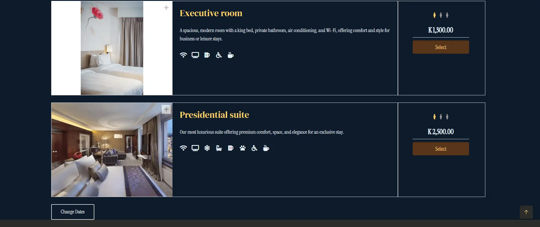booking page